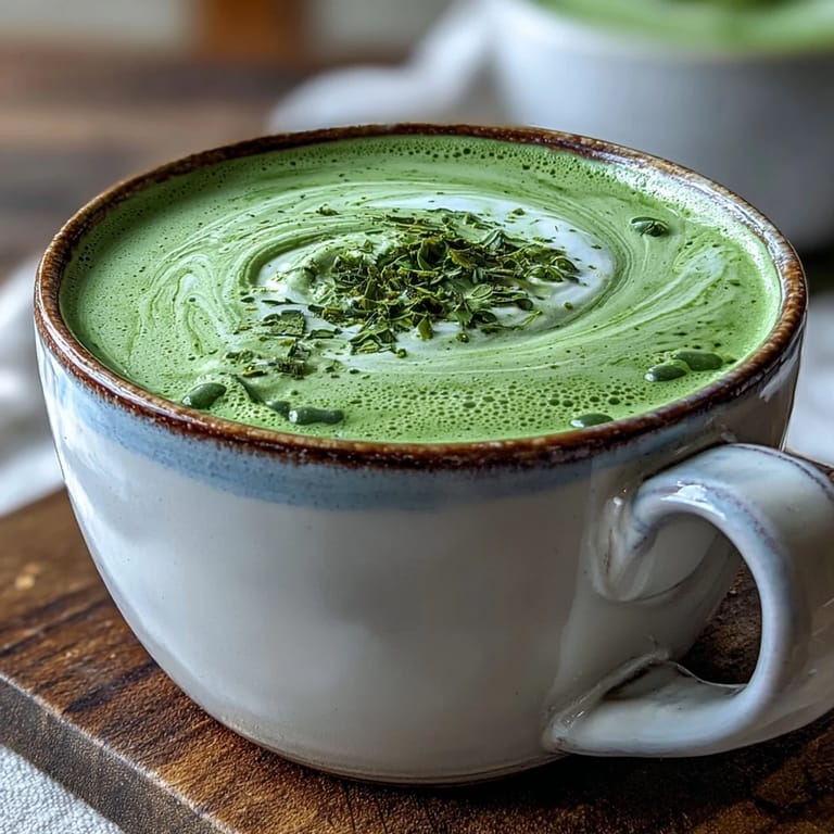 Healthy matcha oat milk latte with whisked matcha and steamed oat milk goodness.