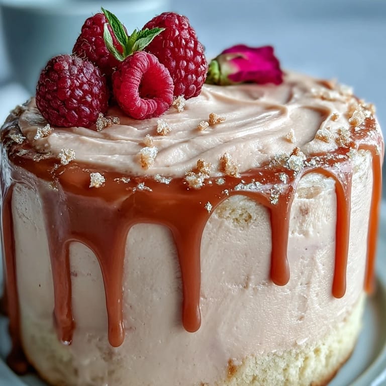 Elegant Rosé Velvet Cake for celebrations, showcasing a smooth frosting and luxurious gold accent.