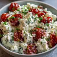 Savory cottage cheese breakfast bowl with fresh veggies, creamy cheese, and crunchy seeds for a protein-packed start.  