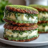 Sparkly St. Patricks Day Green Sugar Cookie Sandwiches with vanilla frosting and green sanding sugar, perfect for festive celebrations.