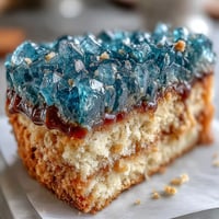 Graduation cake with teal and gold geode slice design, sparkling sugar crystals mimic a crystal formation inside a smooth frosted layer cake.