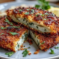 Crispy vegetarian cabbage schnitzel with golden breadcrumb crust, served with fresh parsley and lemon wedges for a satisfying plant-based meal.